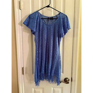 Blue Lace Cutout New Directions Top Tunic Fringes